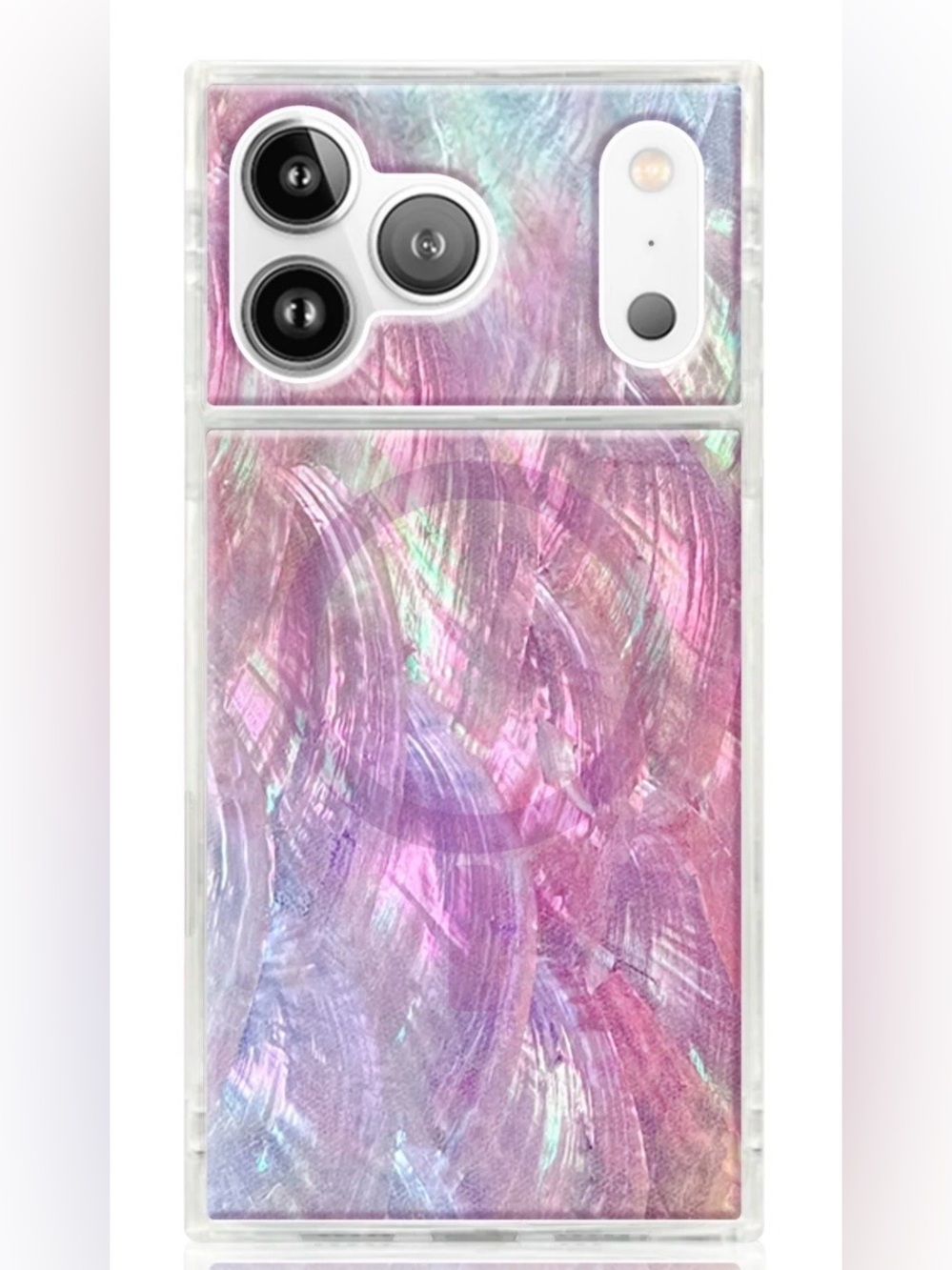 FLAUNT Square Pink Mother of Pearl iPhone Case 17 Pro Max
